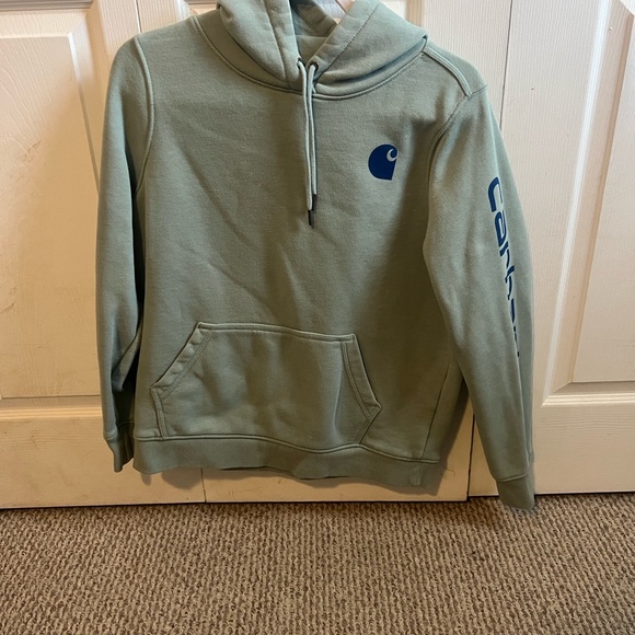 Carhartt Tops - Carhartt Women’s Relaxed Fit Green and Blue Sweatshirt